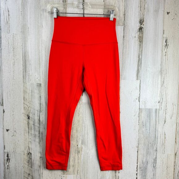 Lululemon Align High Rise Crop double lined Leggings 23" Inseam Orange - Size 6 - Picture 1 of 5